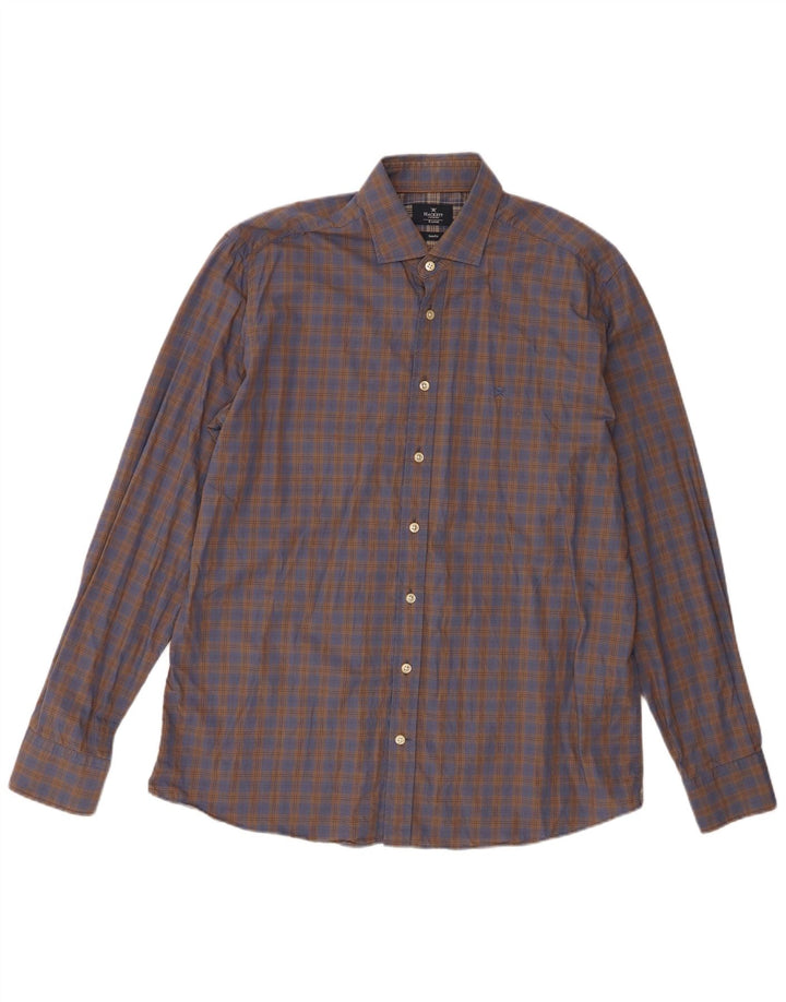 Hackett Mens Slim Fit Shirt XL Brown Check Cotton