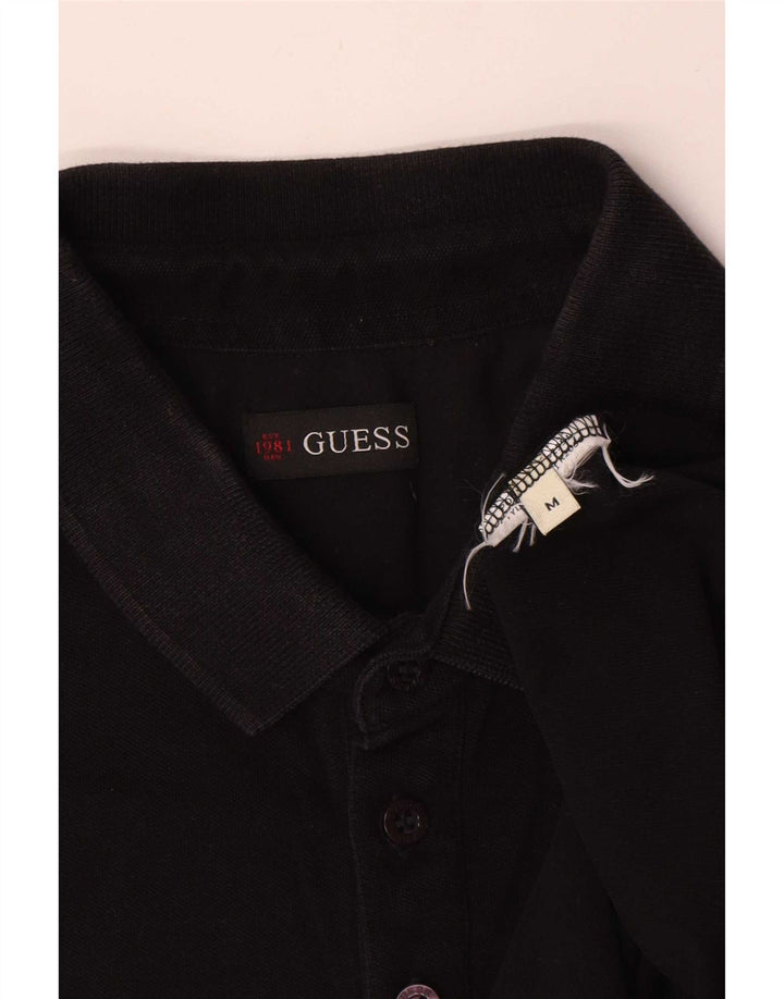 Guess Mens Polo Shirt Medium Black Cotton