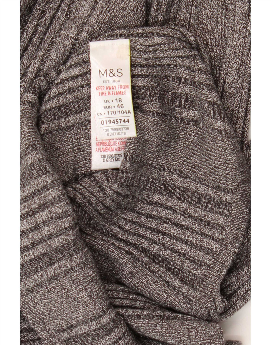 Marks & Spencer Womens Top Long Sleeve UK 18 XL Grey Viscose