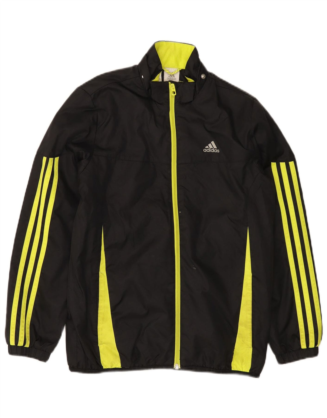ADIDAS Boys Tracksuit Top Jacket 11-12 Years Black Colourblock Nylon
