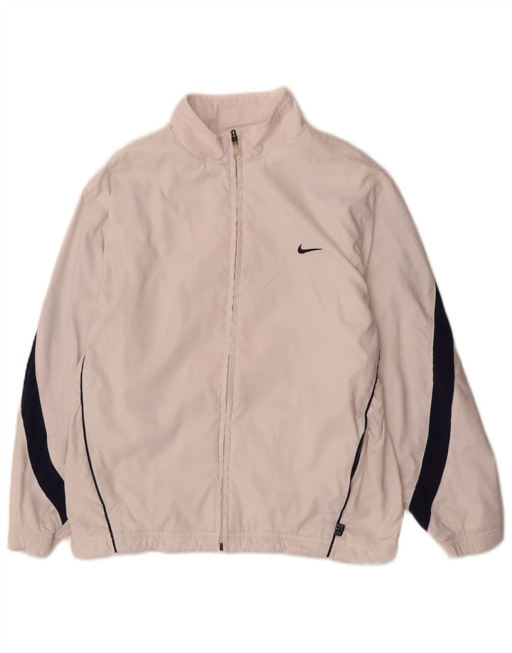 Nike Boys Tracksuit Top Jacket 10-11 Years Medium White Colourblock Nylon