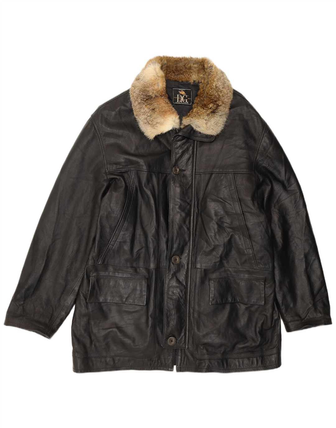 Vintage Mens Leather Jacket UK 42 XL Black Leather