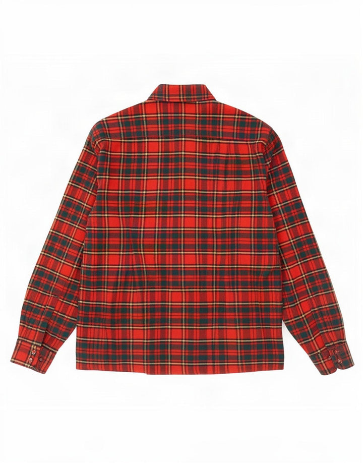 Vintage Mens Flannel Shirt Large Red Plaid