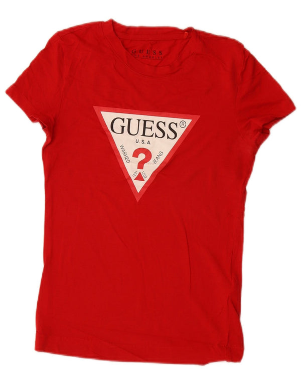 Guess Womens Graphic T-Shirt Top UK 2 2XS Red Cotton