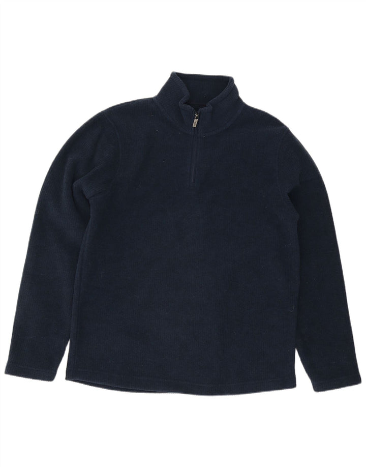 Weird Fish Mens Zip Neck Sweatshirt Jumper Large Navy Blue Polyester