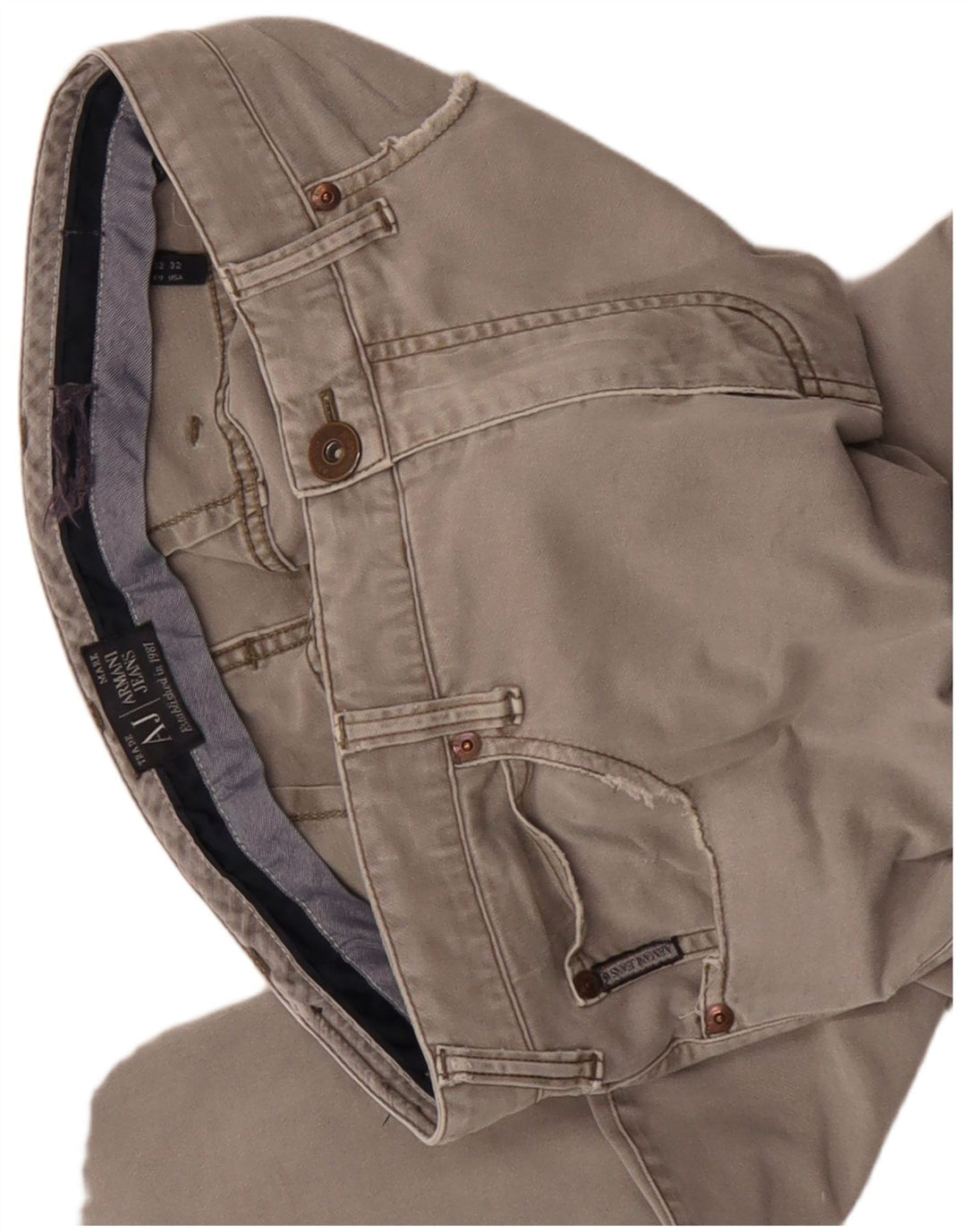 ARMANI Mens Straight Casual Trousers W32 L30 Grey Cotton