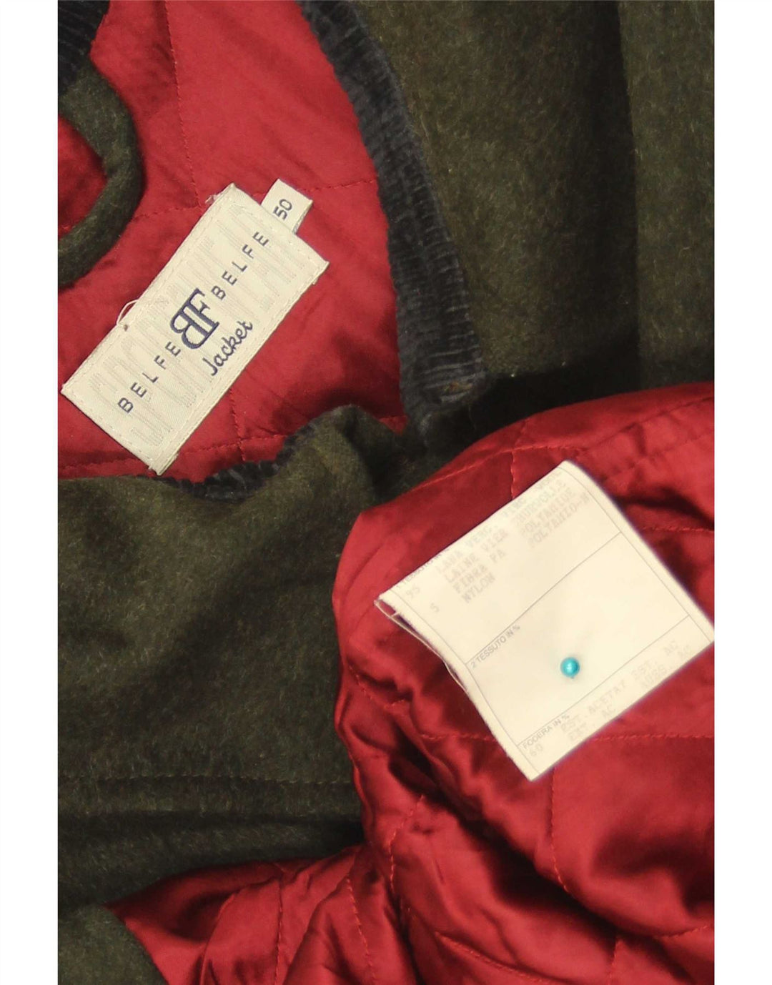 Belfe & Belfe Mens Overcoat IT 50 Large Green Wool