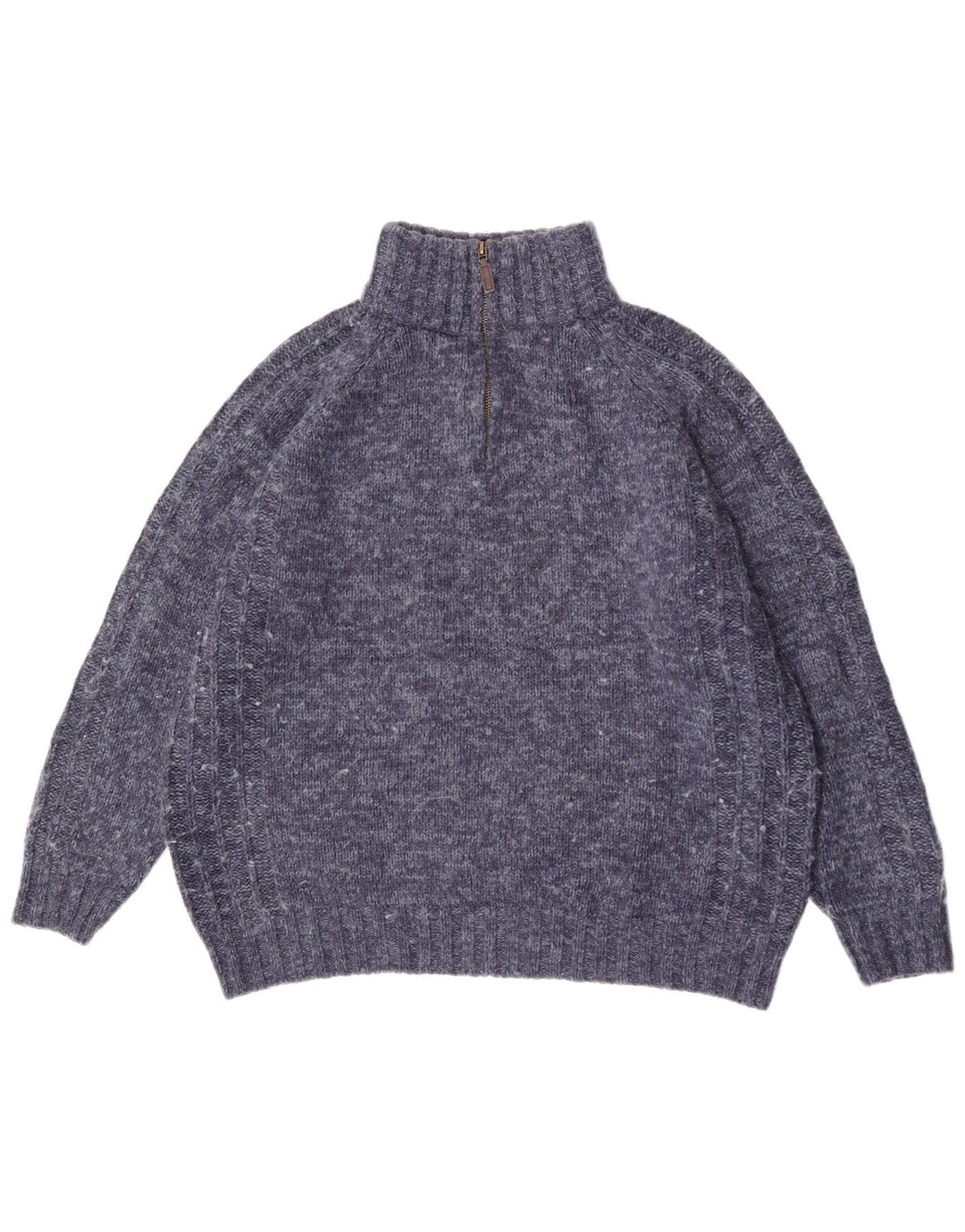 Marks & Spencer Mens Regular Fit Zip Neck Jumper Sweater Large Blue Flecked