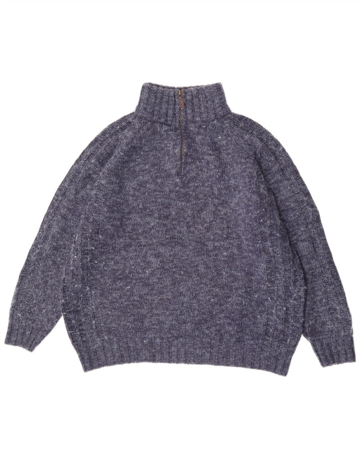 Marks & Spencer Mens Regular Fit Zip Neck Jumper Sweater Large Blue Flecked