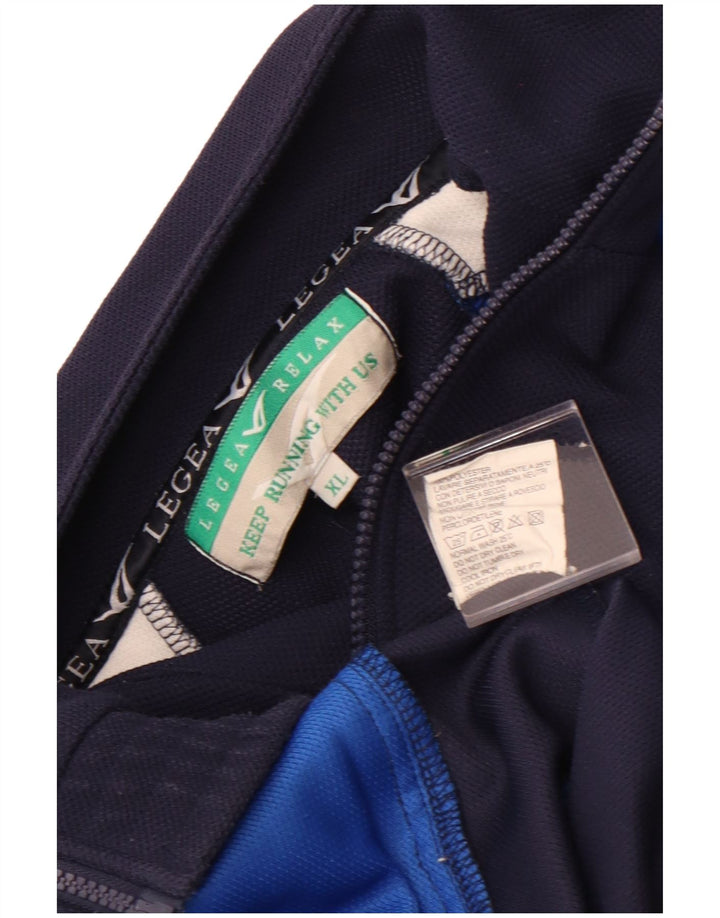 LEGEA Mens Tracksuit Top Jacket XL Navy Blue Colourblock Polyester