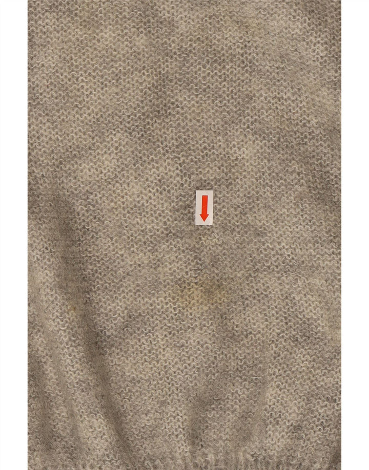 VINTAGE Womens Turtle Neck Jumper Sweater UK 18 XL Grey Floral Mohair