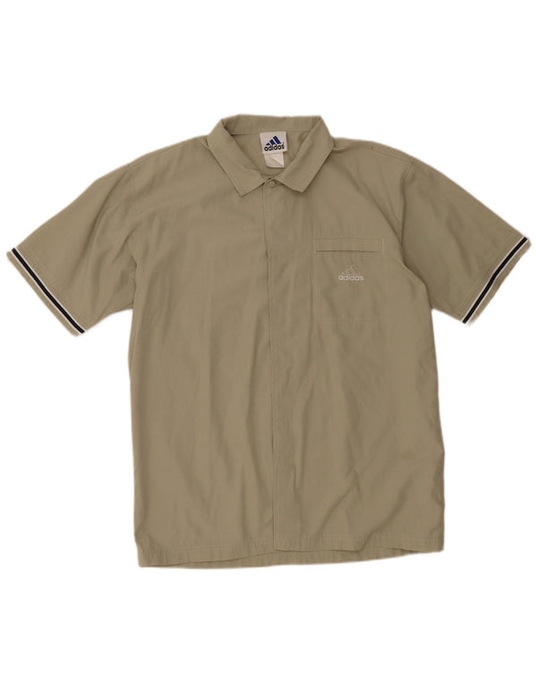 ADIDAS Mens Short Sleeve Shirt UK 38/40 Medium Khaki Polyester