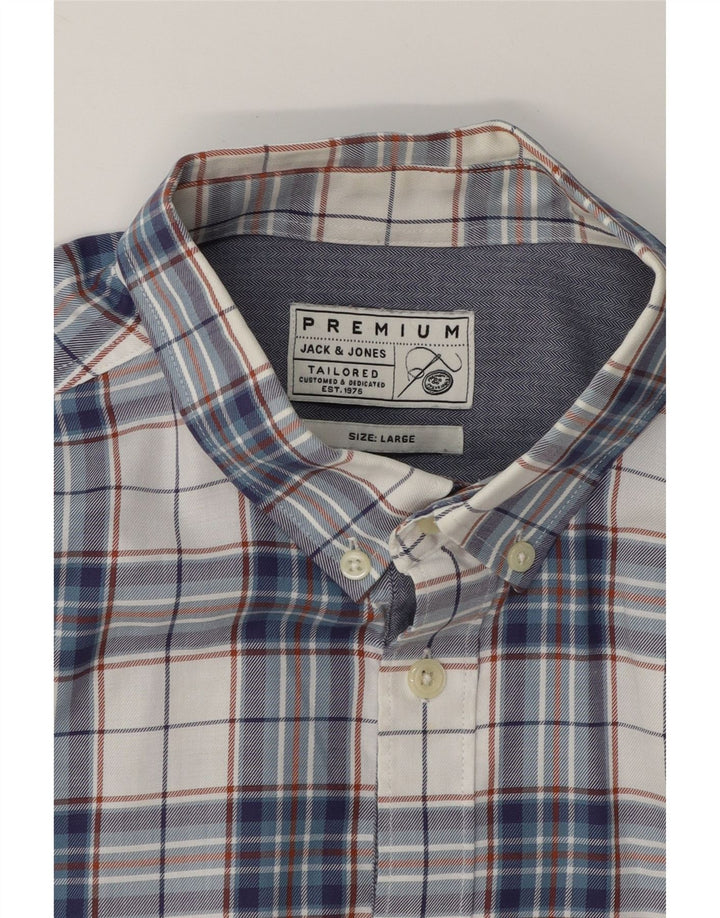 JACK & JONES Mens Flannel Shirt Large Blue Check Cotton Vintage Jack & Jones and Second-Hand Jack & Jones from Messina Hembry 