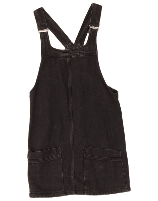 Topshop Womens Denim Dungaree Dress UK 8 Small Black Cotton