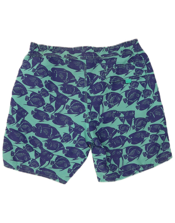 Boden Mens Abstract Pattern Swimming Shorts Medium Blue Polyester