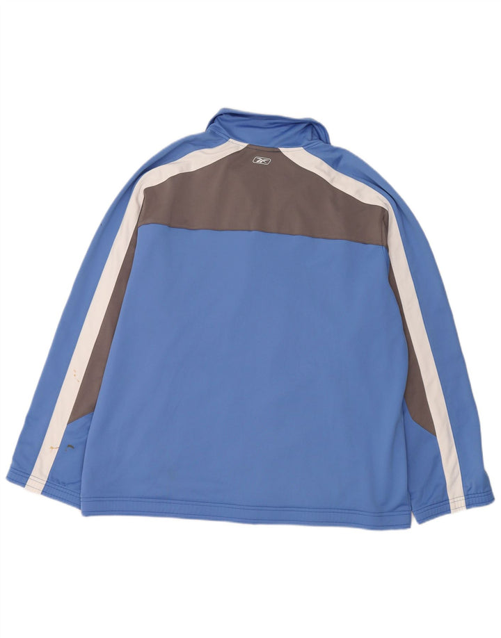 Reebok Mens Regular Fit Tracksuit Top Jacket XL Blue Colourblock Polyester