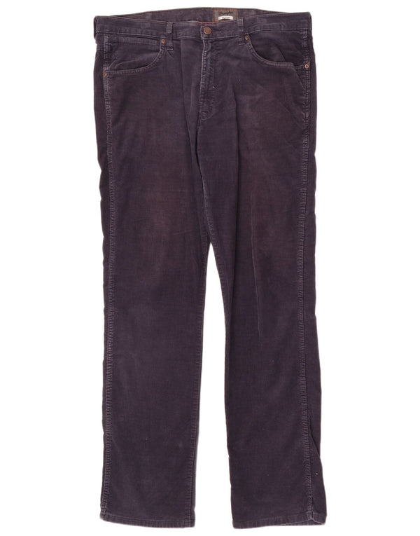 Wrangler Mens Arizona Stretch Straight Corduroy Trousers W38 L34 Navy Blue
