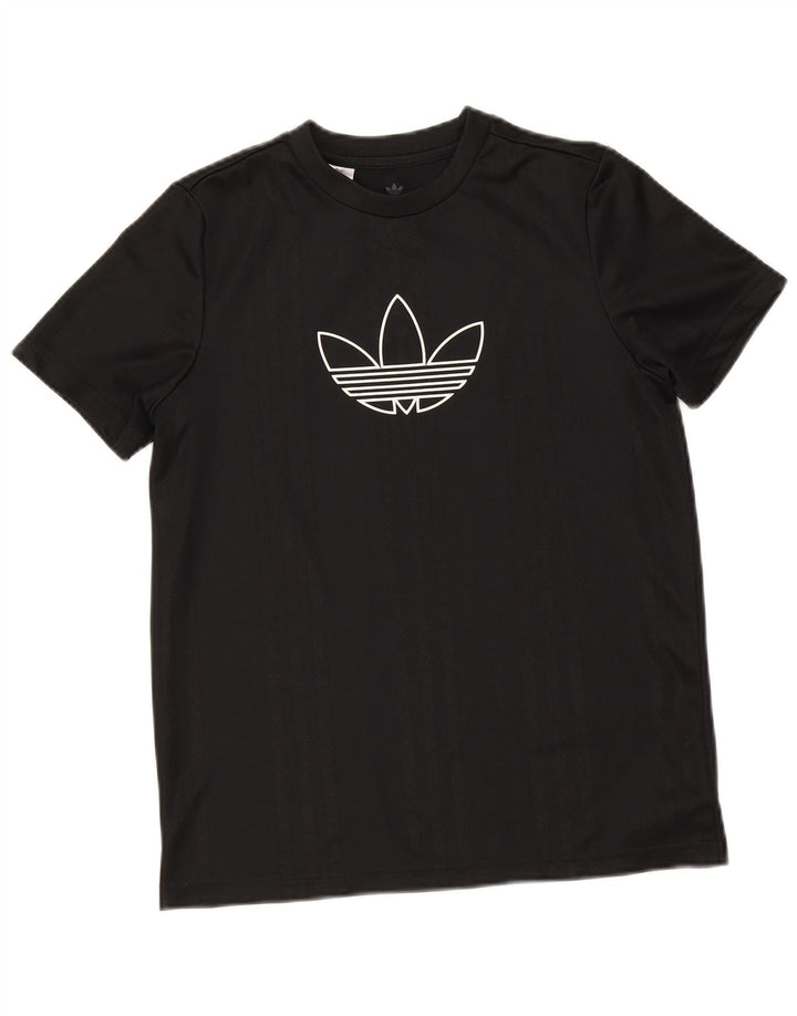 Adidas Boys Graphic T-Shirt Top 12-13 Years Black Polyester