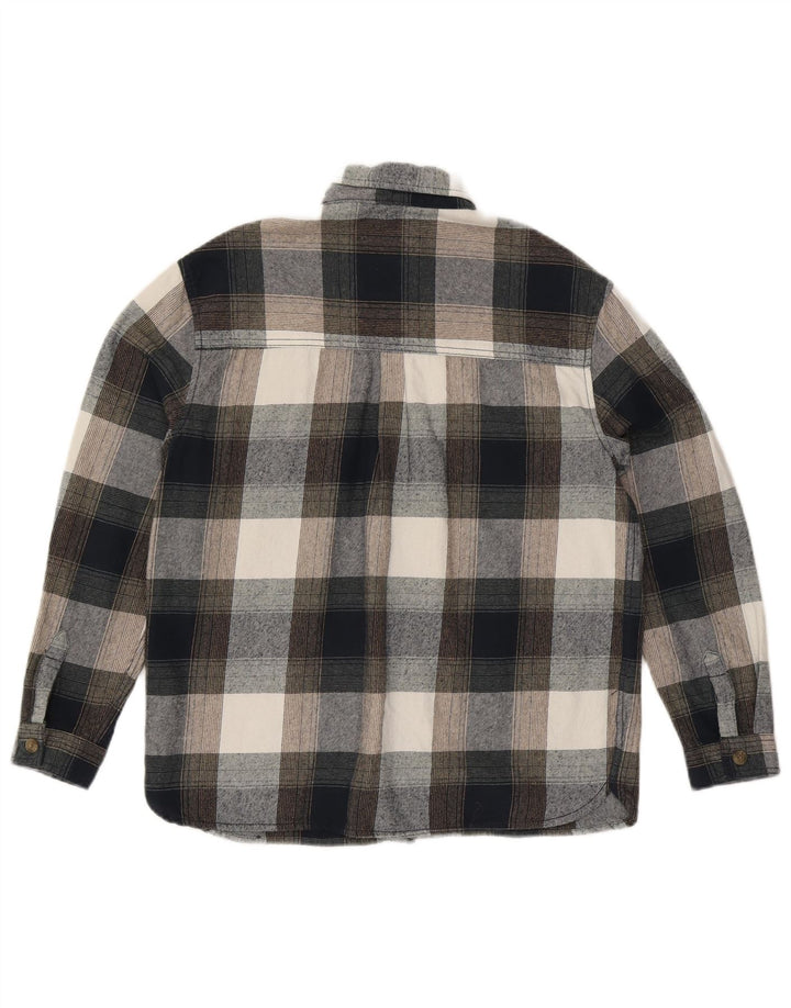 Fat Face Womens Oversized Flannel Shirt UK 10 Small Grey Check Cotton