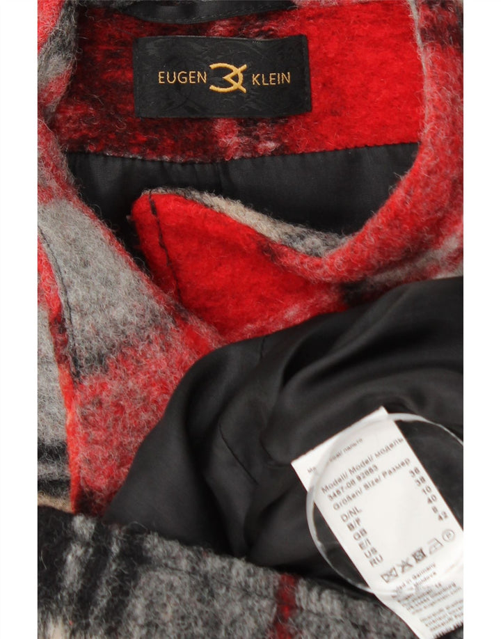 Eugen Klein Womens Overcoat UK 10 Small Multicoloured Check Wool