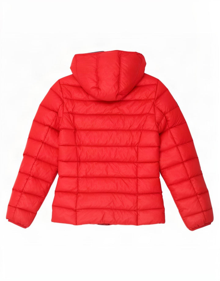 Playlife Womens Hooded Padded Jacket UK 10 Small Red Polyamide