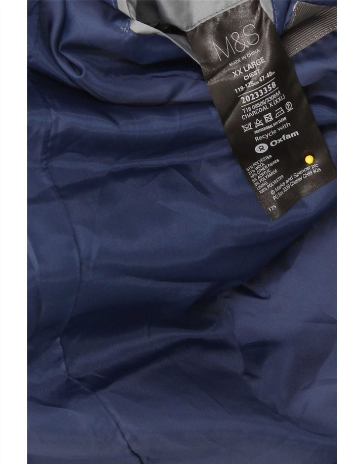 Marks & Spencer Mens Overcoat UK 44 2XL Black Polyester