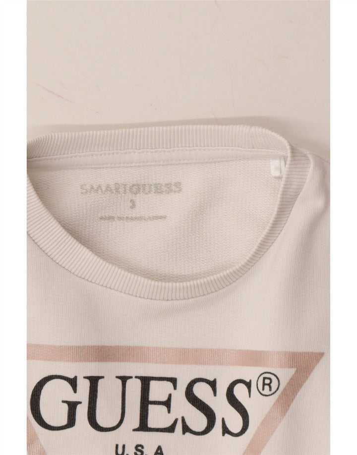 GUESS Girls Graphic Sweatshirt Jumper 2-3 Years White Vintage Guess and Second-Hand Guess from Messina Hembry 