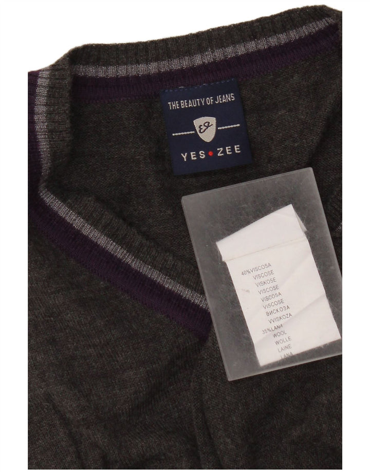 Yes Zee Mens Vest Tank Top XL Grey Viscose