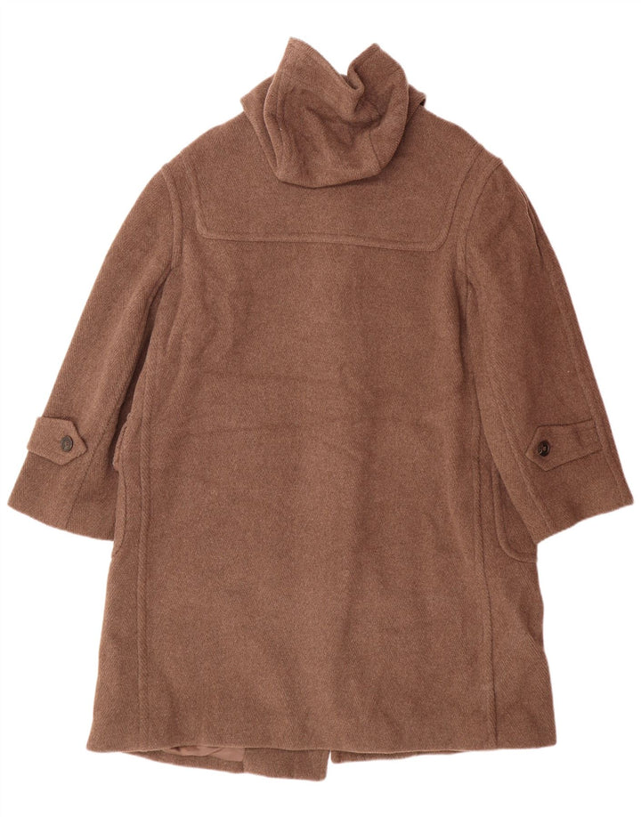 Jones New York Womens Hooded Duffle Coat UK 14 Medium Brown Wool Classic