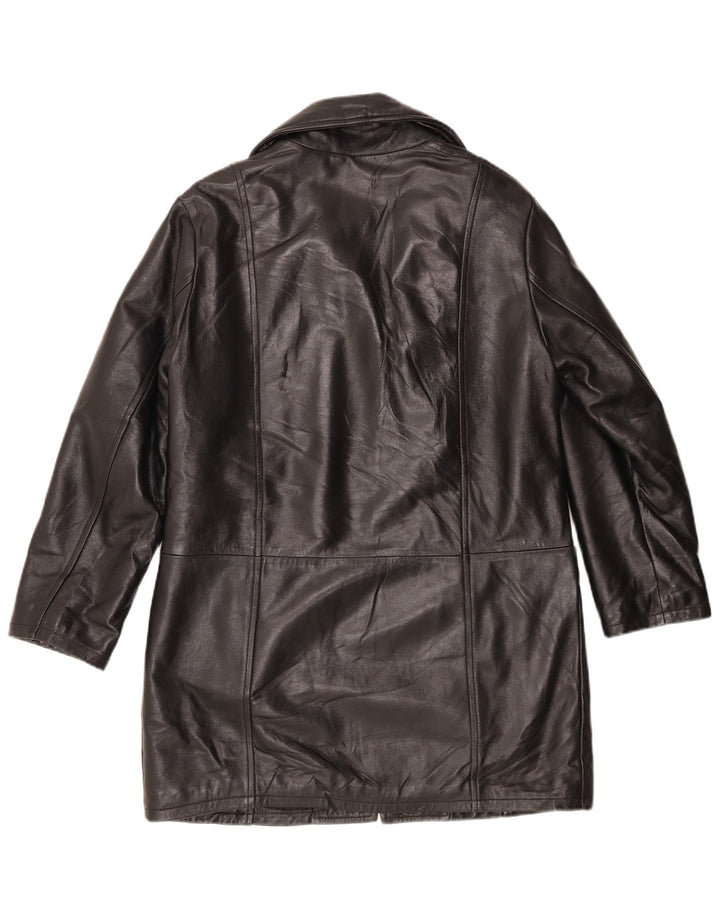 Vintage Womens Leather Coat IT 44 Medium Black