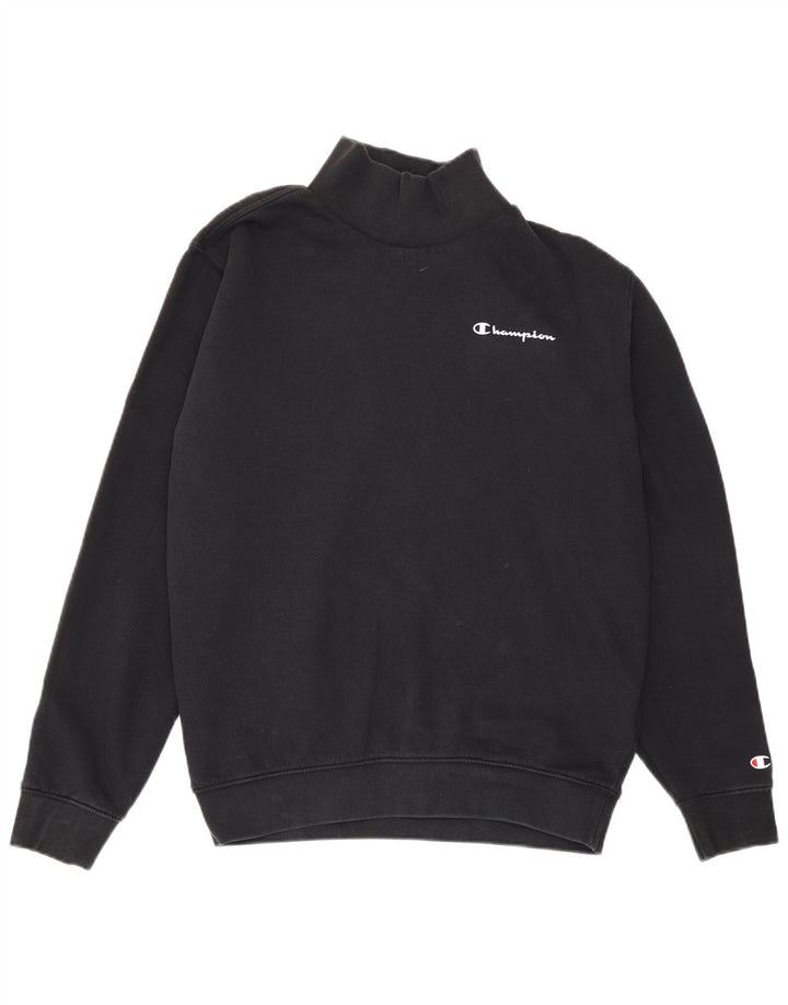 Champion Womens Oversized Sweatshirt Jumper UK 10 Small Black Cotton
