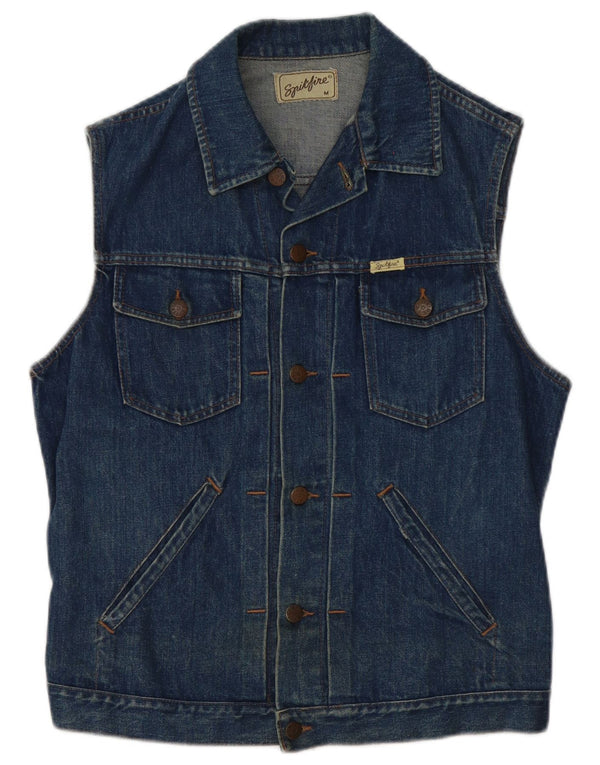 Spitfire Mens Denim Gilet UK 38 Medium Navy Blue
