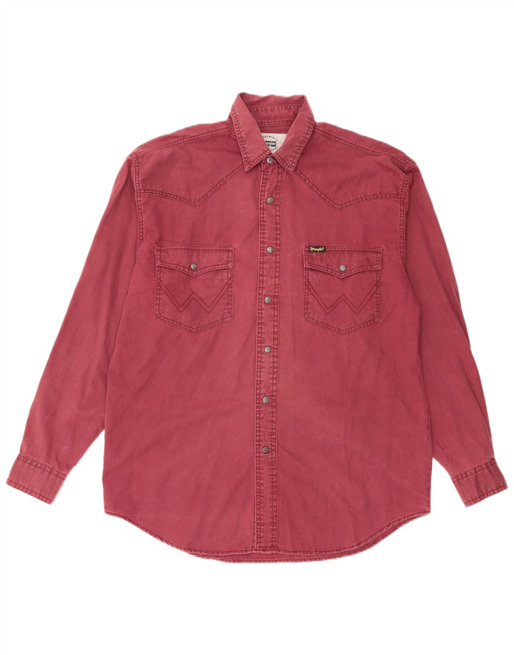 Wrangler Mens Shirt Medium Burgundy Cotton