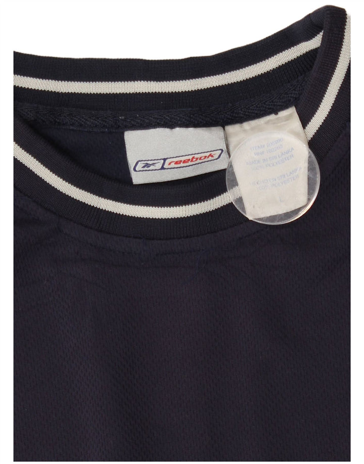 Reebok Mens T-Shirt Top Large Navy Blue Polyester