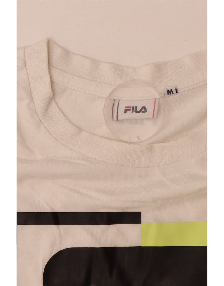 Fila Mens Graphic T-Shirt Top Medium White Cotton