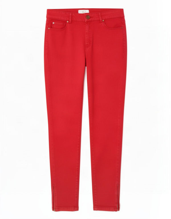 Zara Womens Skinny Casual Trousers EU 42 Large W32 L29 Red Cotton