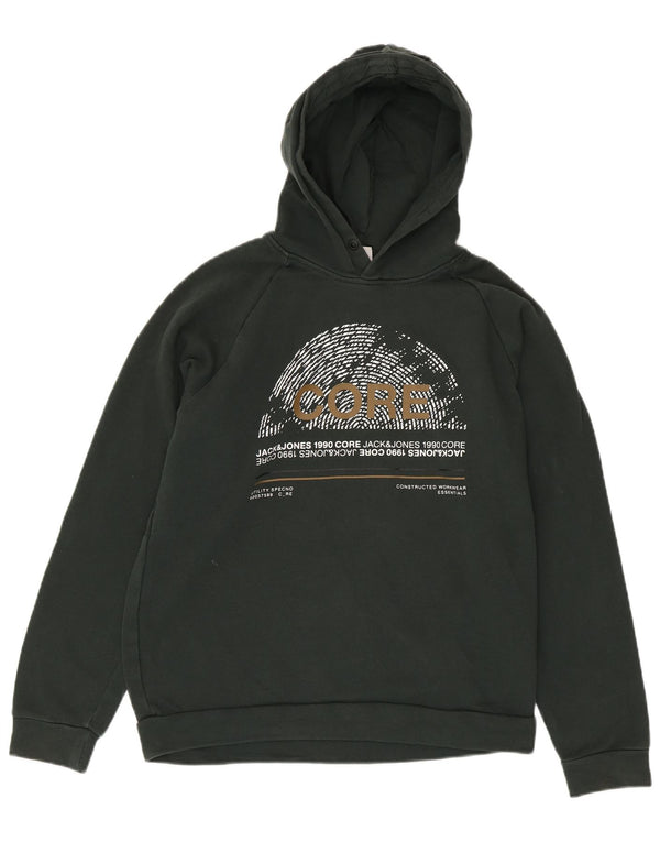 Jack & Jones Mens Graphic Hoodie Jumper Small Green Cotton