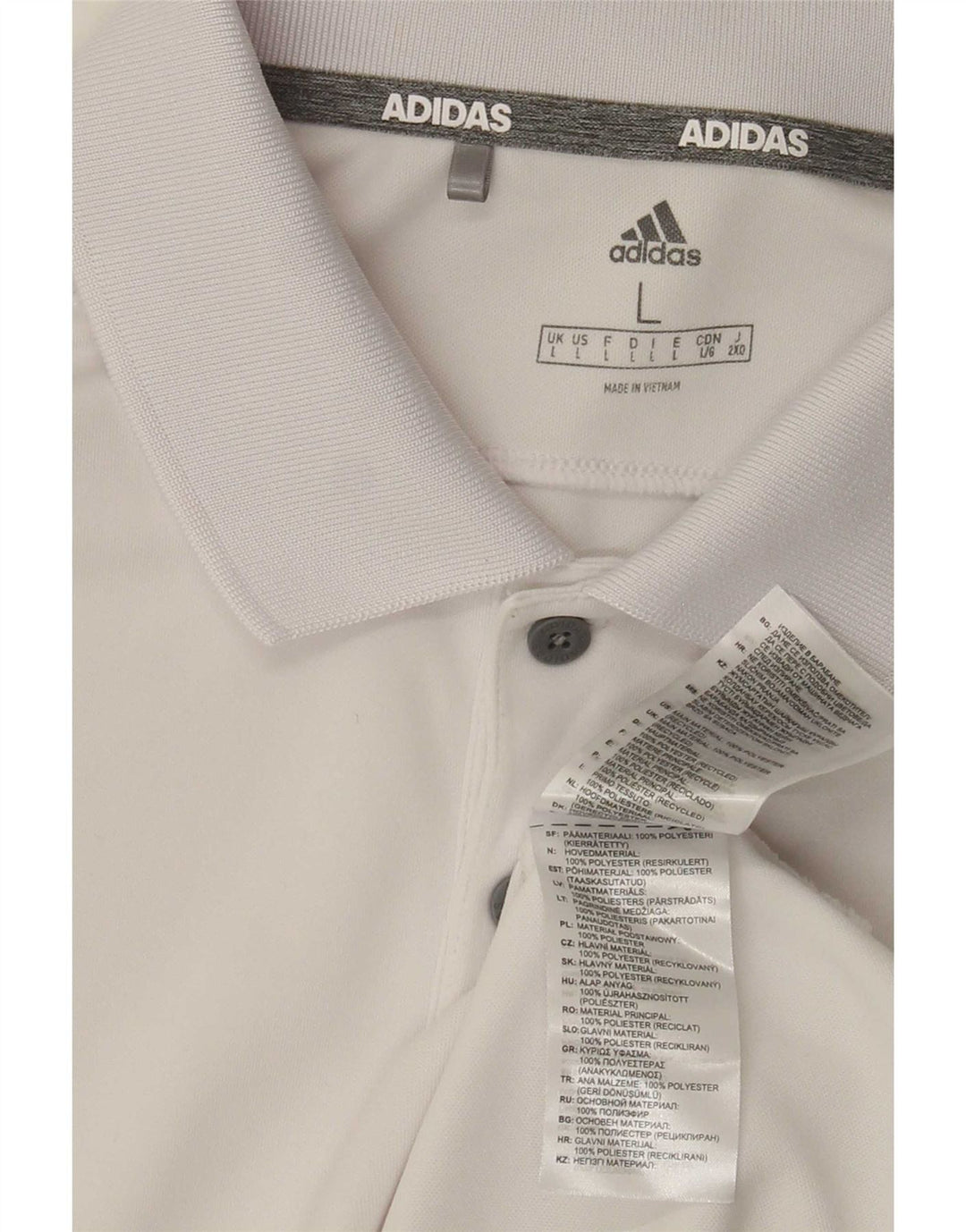Adidas Mens Polo Shirt Large White Polyester
