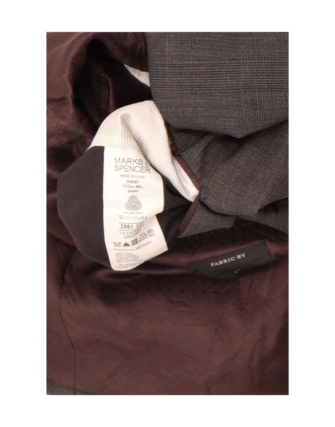 Marks & Spencer Mens 2 Button Blazer Jacket UK 46 XL Grey Check Wool