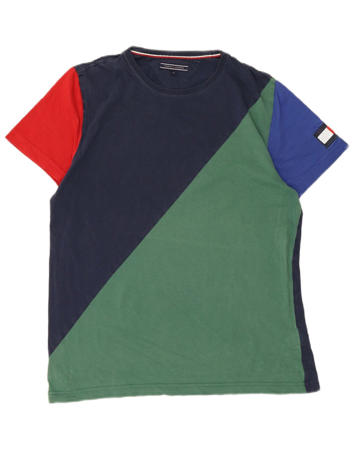 Tommy Hilfiger Mens T-Shirt Top Medium Multicoloured Colourblock Cotton