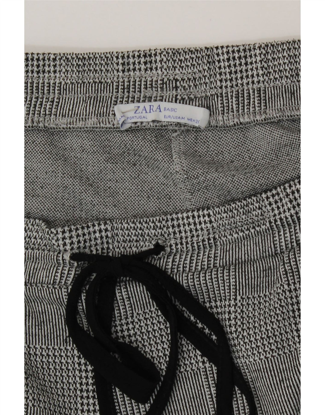 Zara Womens Crop Tracksuit Trousers UK 12 Medium Grey Houndstooth