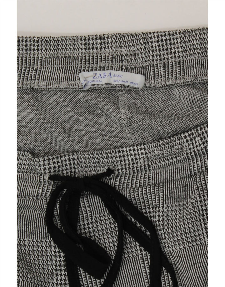 Zara Womens Crop Tracksuit Trousers UK 12 Medium Grey Houndstooth