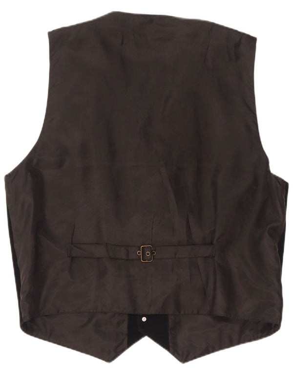 Vintage Mens Suede Waistcoat Large Black Suede