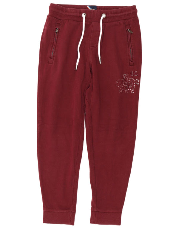 SUPERDRY Mens Graphic Tracksuit Trousers Joggers Medium  Burgundy Cotton