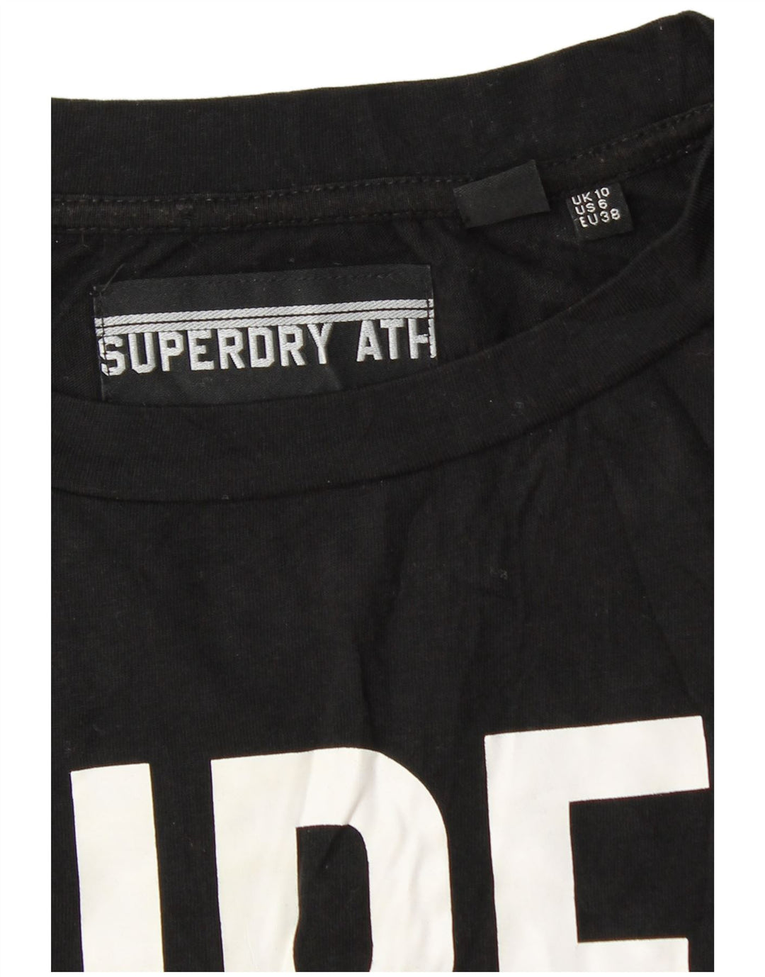 SUPERDRY Womens Loose Fit Crop Graphic T-Shirt Top UK 10 Small Black