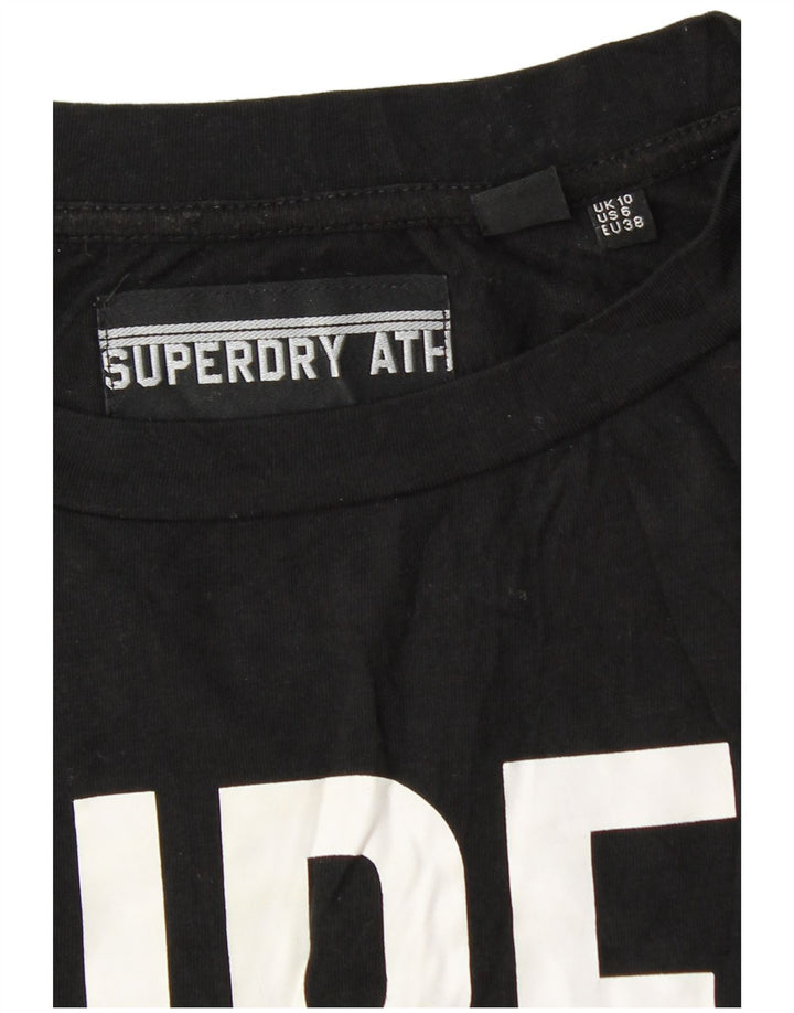 SUPERDRY Womens Loose Fit Crop Graphic T-Shirt Top UK 10 Small Black
