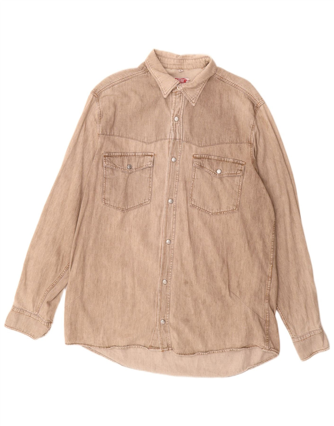 RIFLE Mens Denim Shirt Large Grey Cotton