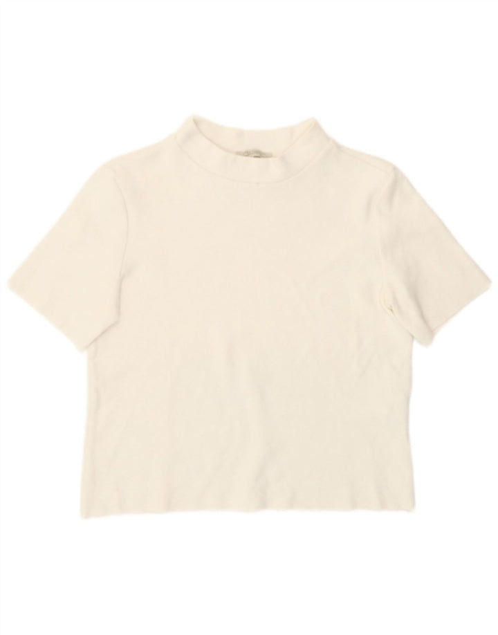 Zara Womens Crop T-Shirt Top UK 12 Medium White Cotton