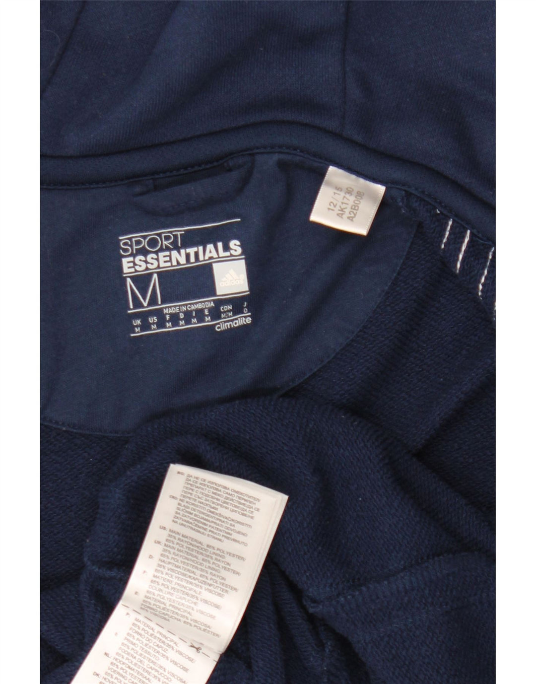 ADIDAS Mens Climalite Zip Hoodie Sweater Medium Navy Blue Polyester