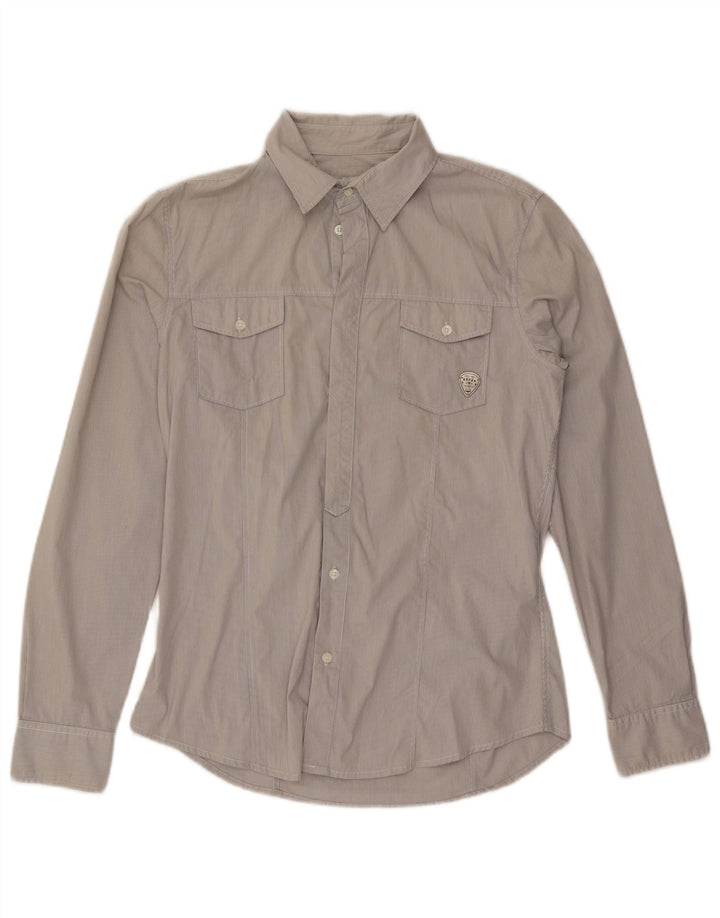 Guess Mens Shirt Medium Grey Pinstripe Cotton